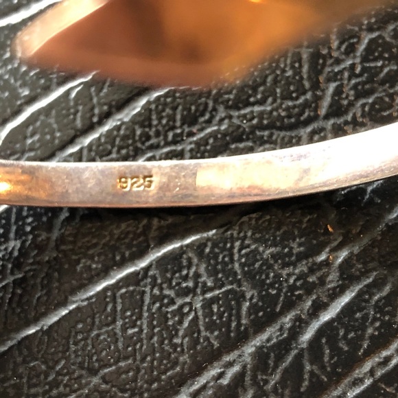 ABALONE HEART STERLING SILVER 925 BANGLE BRACELET - Picture 5 of 5